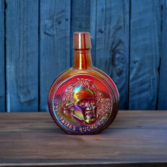 Vintage Wheaton Presidential Red Iridescent Carnival Glass Decanter | President James Buchanan Limited Edition Serie 1960s-70s | Collectible Glass Bottle