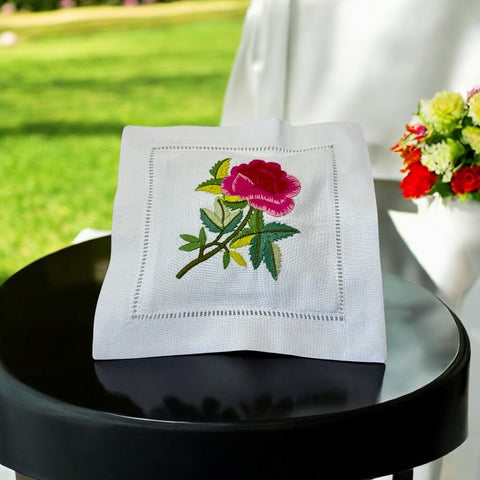 Embroidered Lavender Sachet Mini Pillow - Pink Rose