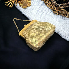 Vintage Whiting and Davis Art Deco Gold Mesh Evening Purse | Elegant 1930s/40s Accessories | Holiday Gift Idea