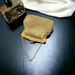 Vintage Whiting and Davis Art Deco Gold Mesh Evening Purse | Elegant 1930s/40s Accessories | Holiday Gift Idea