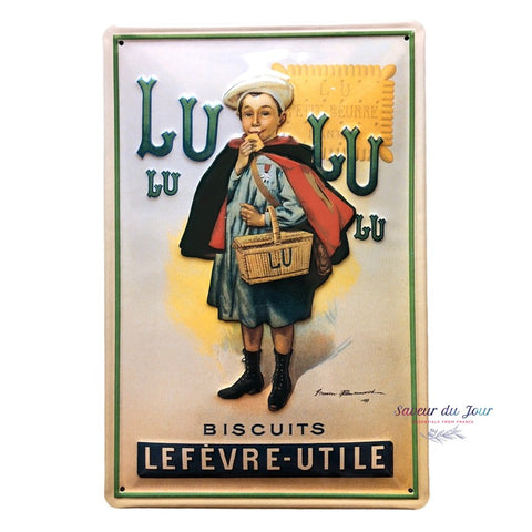 Embossed Convex Printed Tin Sign -&nbsp; LU Le Petit Ecolier (The Little Student)