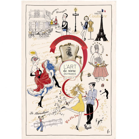 French Image Dish Towel - L'Art de Vivre en France - Torchons & Bouchons