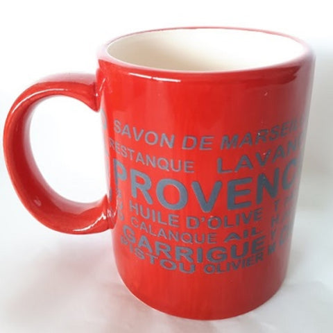 French Decorative Mug with Provence Words Printing - Red