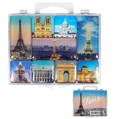 Decorative Magnets Set of 9 - Paris Monuments Sunset